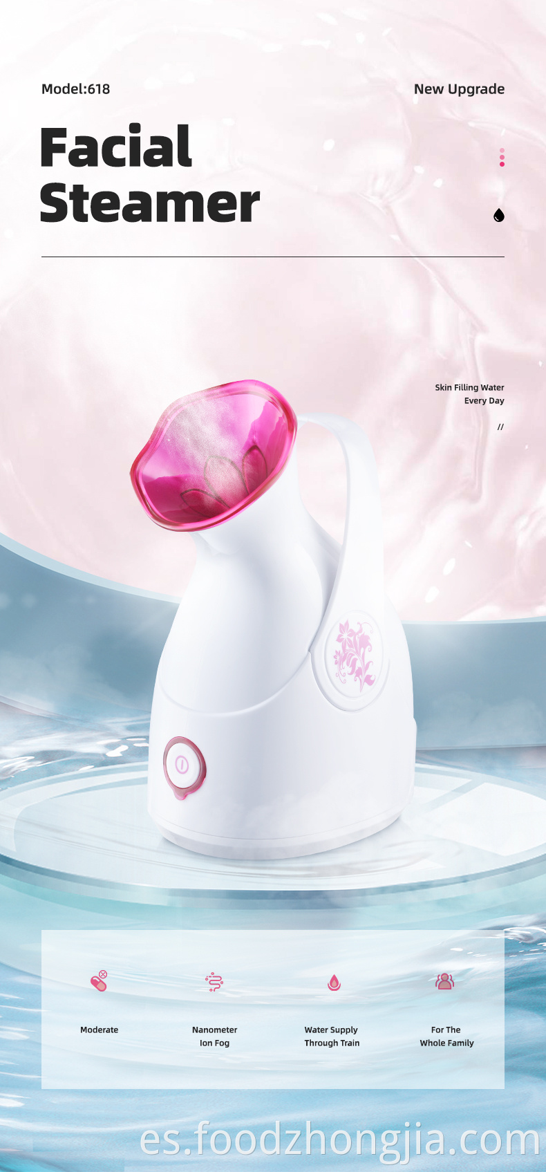 Producto de belleza eléctrico profesional al por mayor Producto de belleza Nano Ionic Humidificador Humidificador Hot Vapor Vapor